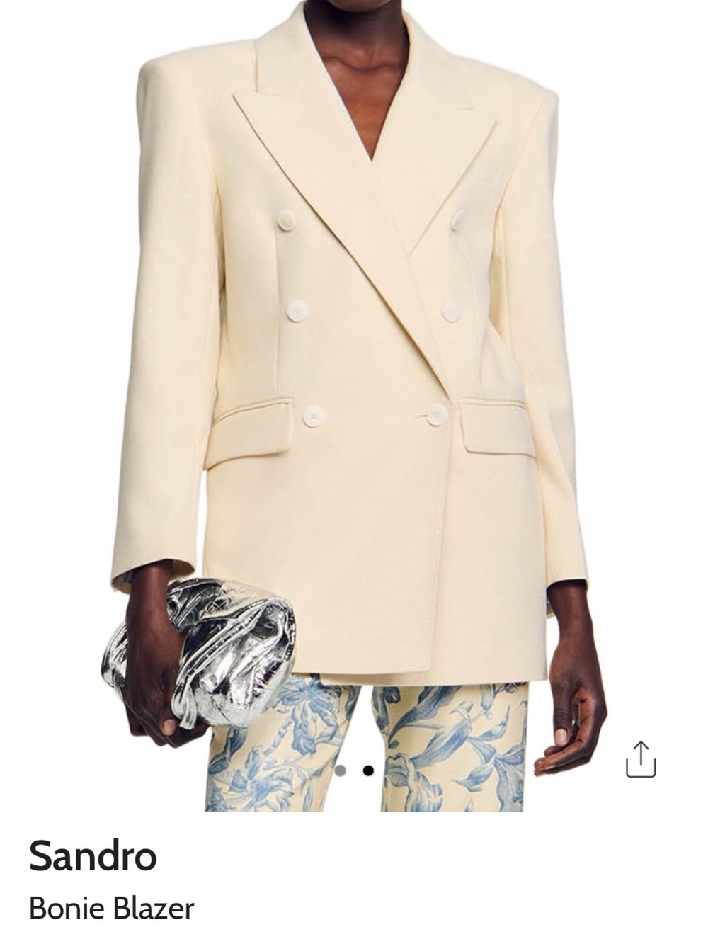 Sandro Bonnie Cream Double-Breasted Blazer